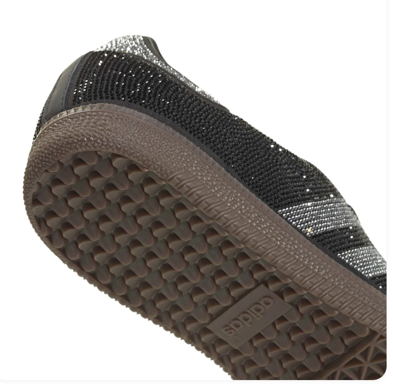 Adidas Black and Silver Rhinestone Sneakers with Brown Sole