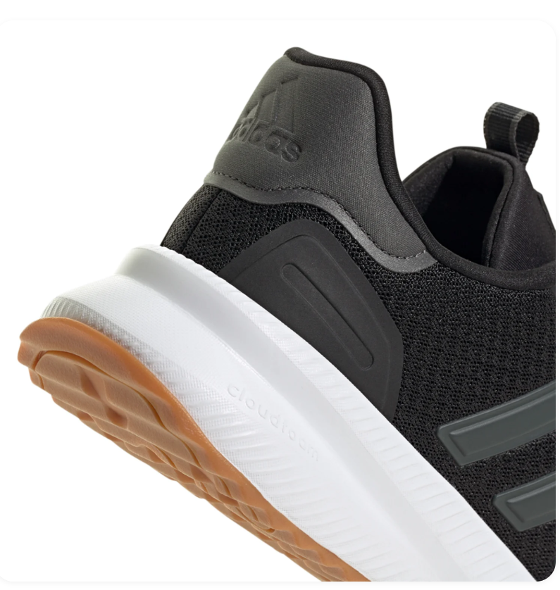 Adidas Black Mesh Sneakers with Grey Stripes and Gum Outsole