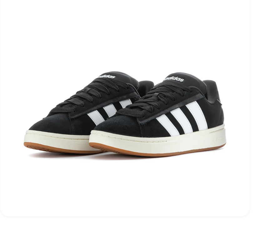 Adidas Black Sneakers with White Stripes and Gum Outsole