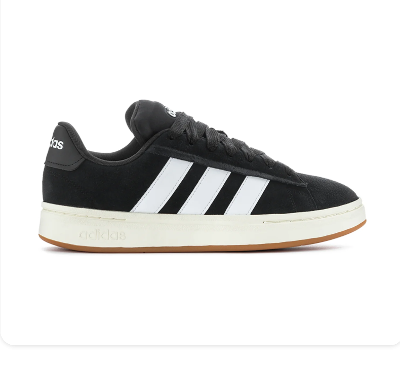 Adidas Black Sneakers with White Stripes and Gum Outsole