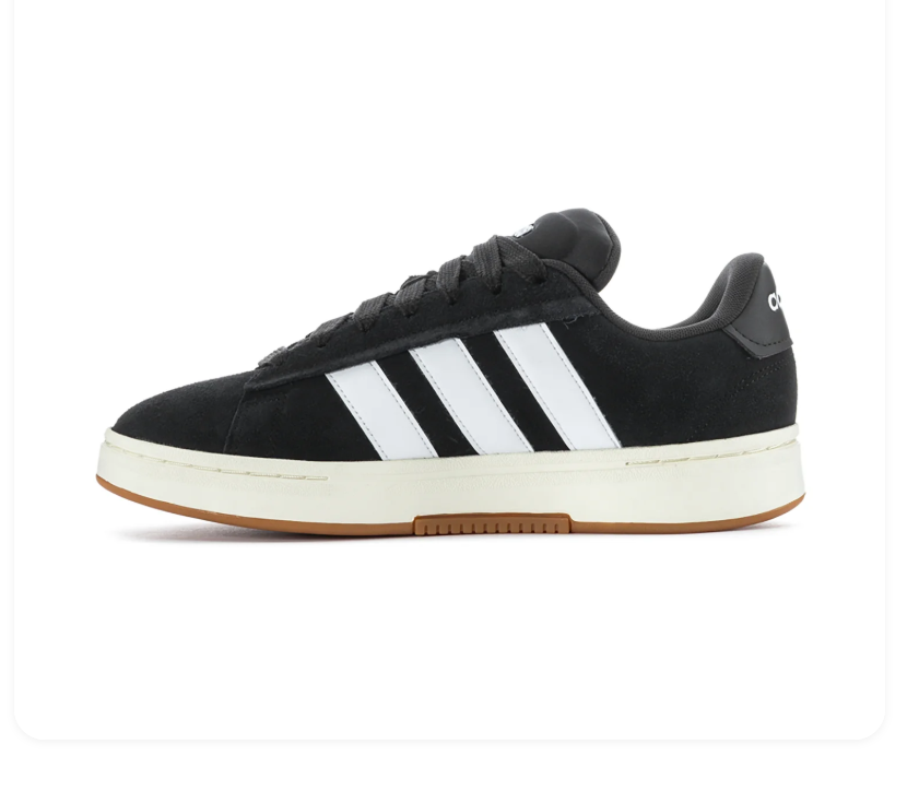 Adidas Black Sneakers with White Stripes and Gum Outsole