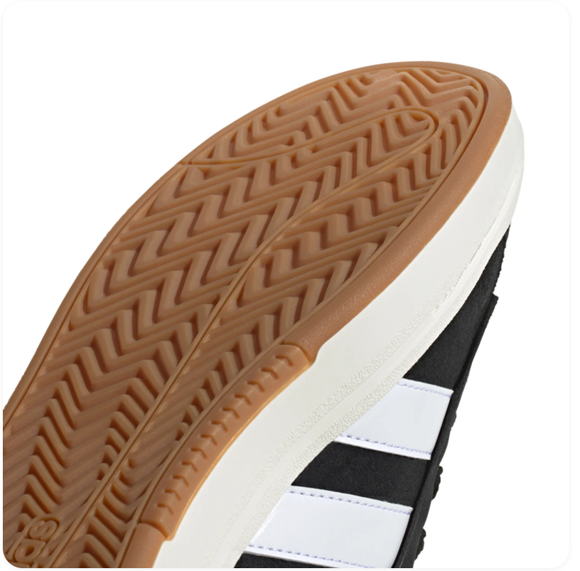 Adidas Black Sneakers with White Stripes and Gum Outsole