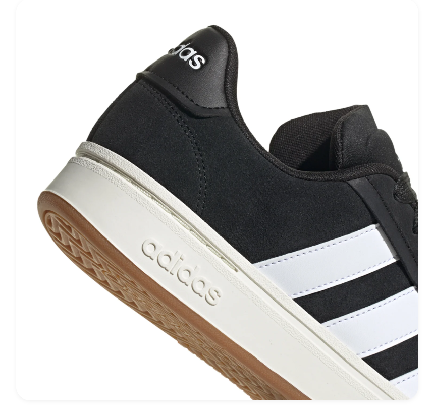 Adidas Black Sneakers with White Stripes and Gum Outsole