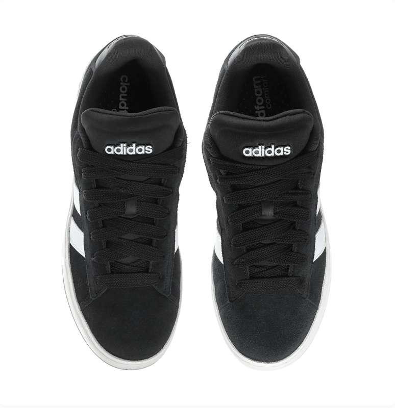Adidas Black Sneakers with White Stripes and Gum Outsole
