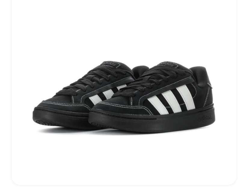 Adidas Black Low-Top Sneakers with White Stripes and Contrast Stitching